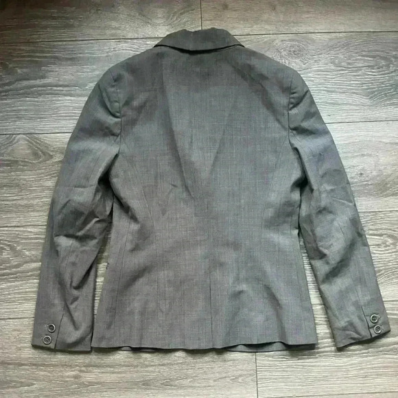 Theory Gray Wool Blend Tailored Single Button Shoulder Pads Career Blazer Size 6 - Picture 2 of 7